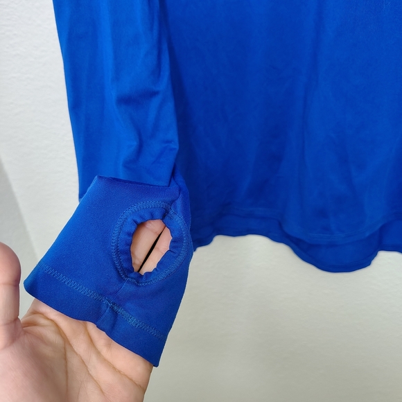 PINK Victoria's Secret Activewear Blue Long Sleeve Shirt With Mesh Detail Sz M - Picture 7 of 11